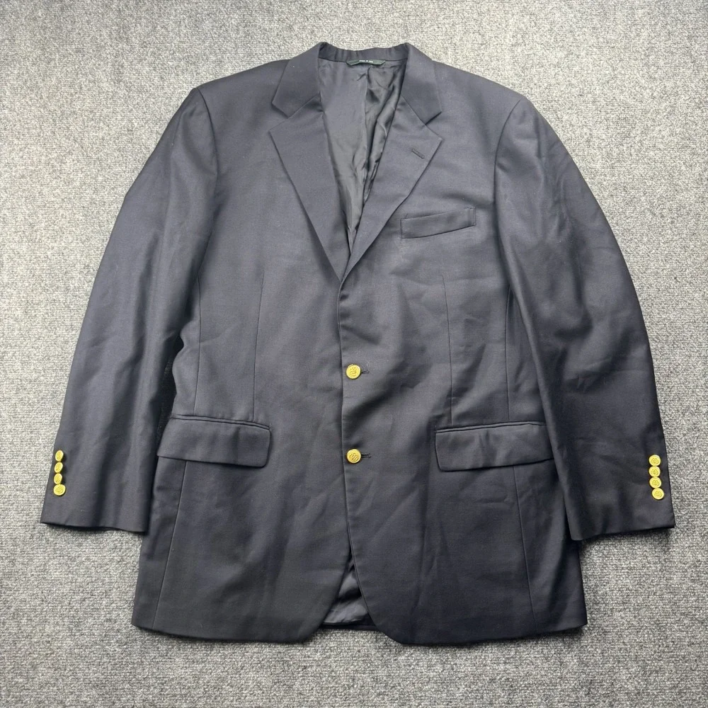 Brooks Brothers Blazer Mens 45L‎ Super 120s Loro Piana Wool USA Gold Buttons